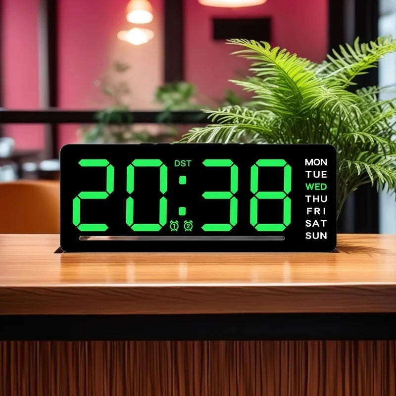 USB Powered Digital Alarm Clock TEMP Date Week Dual Alarm 5 Levels Brightness Snooze Table Clock 12/24H Night Mode LED Clock