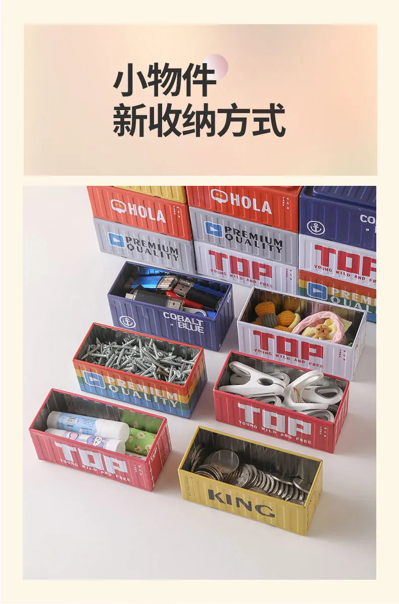 Mini Compact Iron Storage Container - Creative Desktop Organizer Desk Organizer Metal Box for Rings Chargers Pens Coins Jewelry