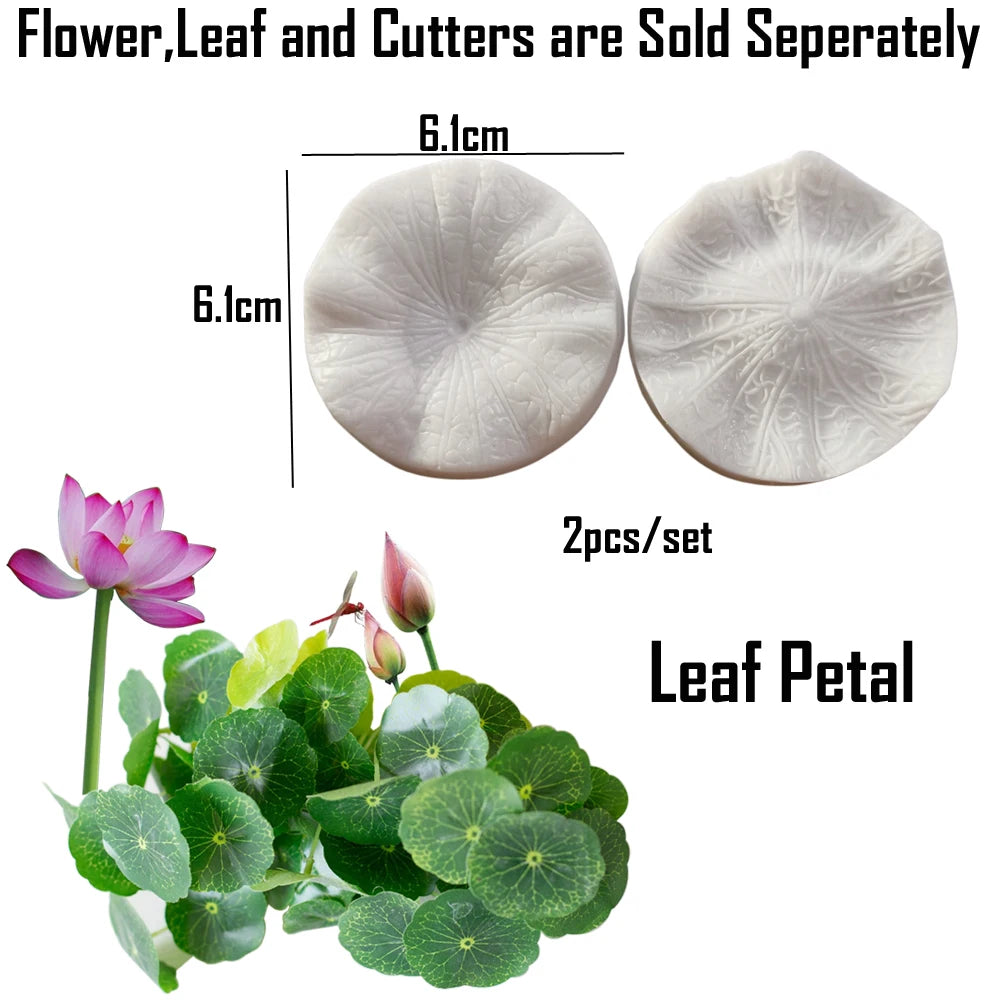 NEW 2pcs Lotus Silicone Mold Leaf Moulds DIY Cake Fondant Mould Dessert Chocolate Clay FondantDecoration Kitchen Bake Tool M2884