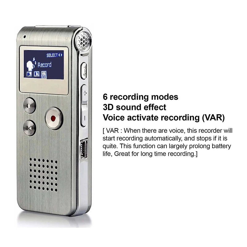8GB/16GB/32GB Voice Recorder MP3 Player Mini Sound Audio Recorder