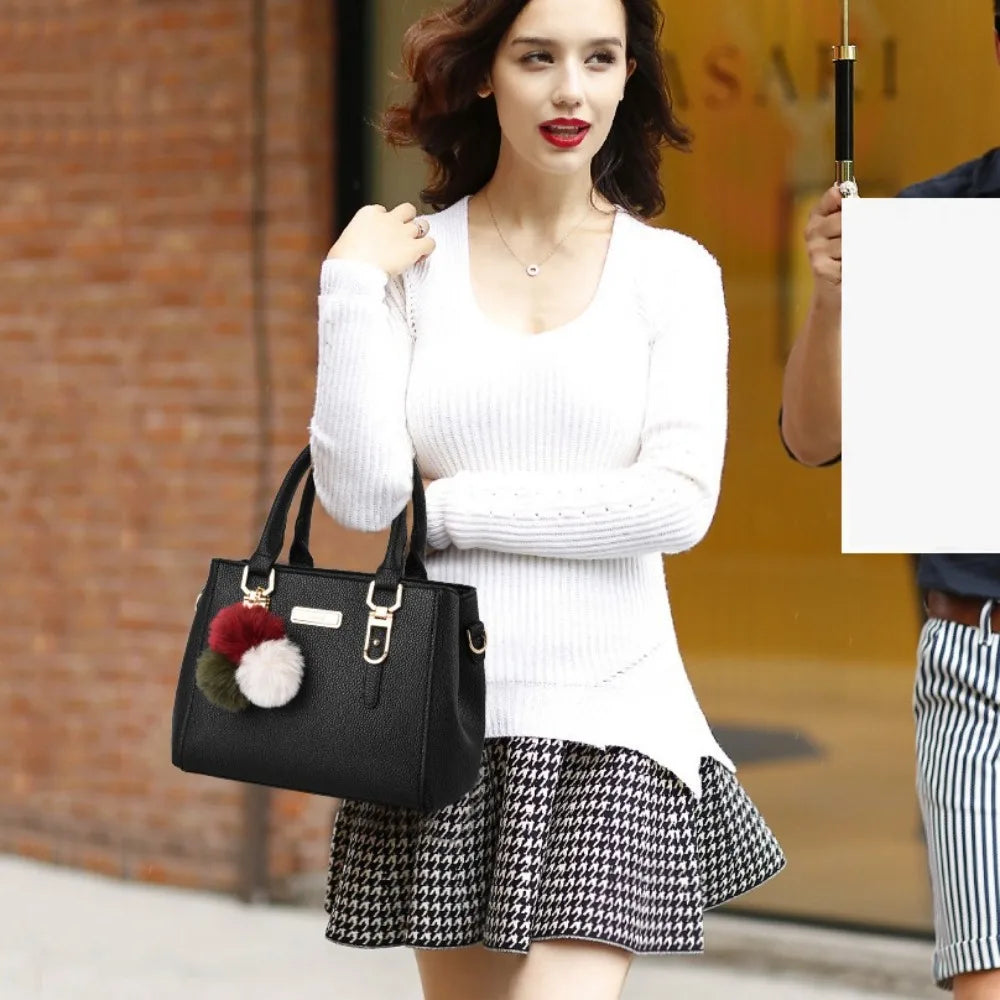 Trendy Leather Handbags Large Capacity Open Pocket Shoulder Bag