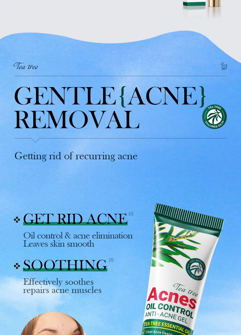 Tea Tree Acne Removing Cream Facial skincare Oil Control Face Gel Creams Hydrating Moisturizing Facial Cream Skin Care Set