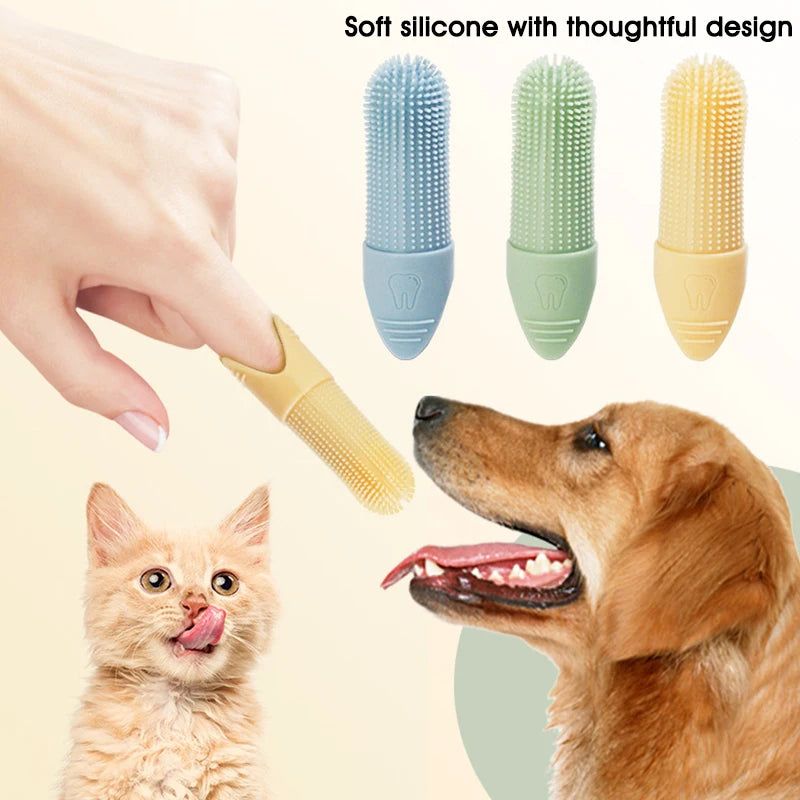 1pcs Dog Toothbrush, 360° Cleaning Finger Toothbrush for Dogs, Food Grade Silicone Dog Finger Toothbrush for Dogs\ Cats Dental