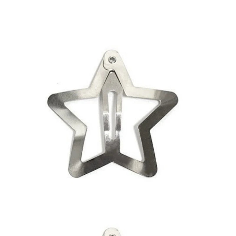 Y2K Silver Hollow Star Hair Clips Metal