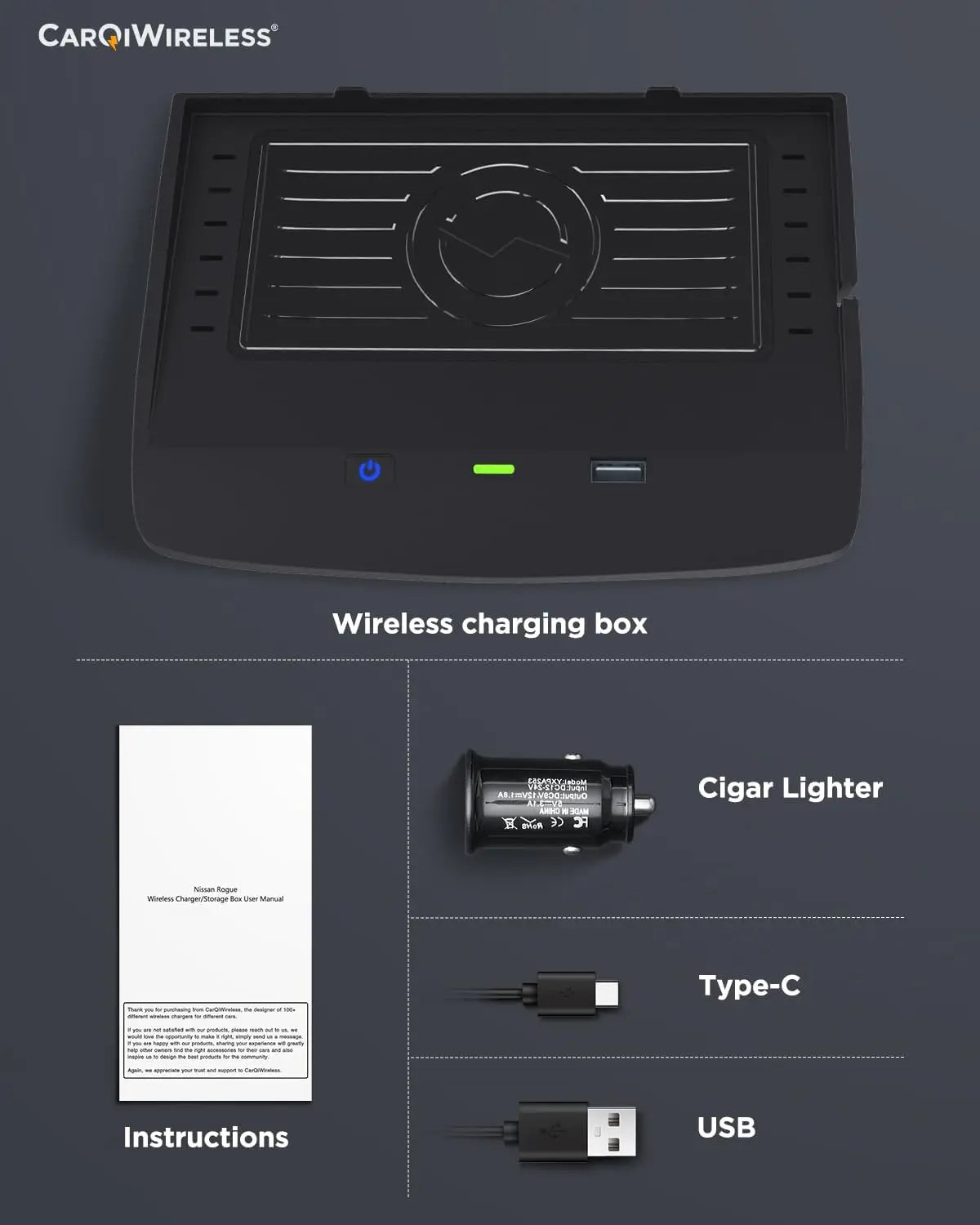 For Nissan Rogue T33 2021 2022 2023 2024 Car Wireless Charger Qi Car Mobile Phone Wireless Charging Pad Interior Accessories