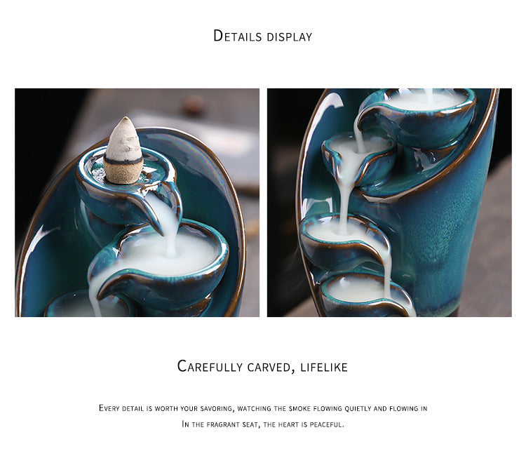 1pc,Handmade Torch Design Waterfall Incense Burner Creative Home Decor Incense Holder Portable Ceramic Censer (Without Incense)