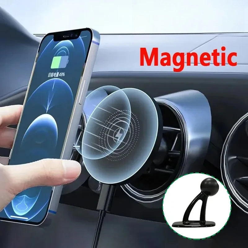 Magnetic Car Wireless Charger Magnet Fast Charging Station Car Phone Holder Mount for iPhone 17 16 15 14 13 Pro Max Min Macsafe