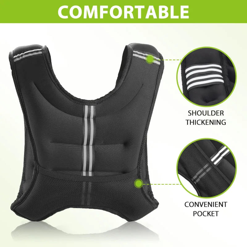 12lb Weight Vest with Reflective Stripe/Pocket for Workout