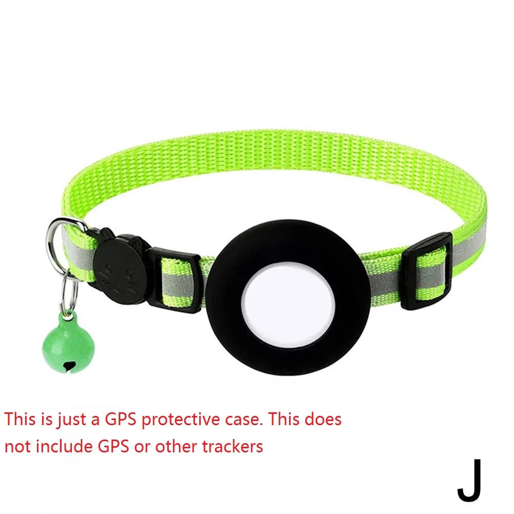 Pet Cat GPS Protective Sleeve With Bell Cute Reflective Cat Collar Address Night Tracking Cover Anti-Lost Cat Necklace