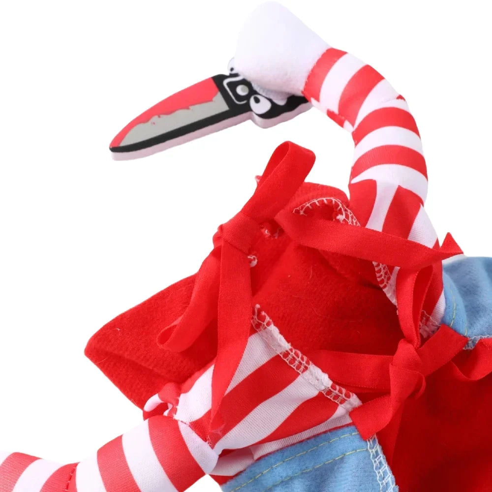Halloween Funny Dog Costume Chucky Horror Cosplay Sweatshirt Set Comical Pet Party Outfits Jumpsuit Dress Comical Sweatshirt Set