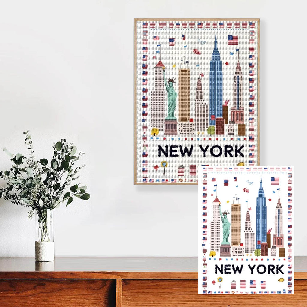 1pc 30X40CM/11.8*15.74inch New York stamped cross stitch kit DIY kit 11CT/14CT DIY Embroidered set DIY Cross-Stitch Set