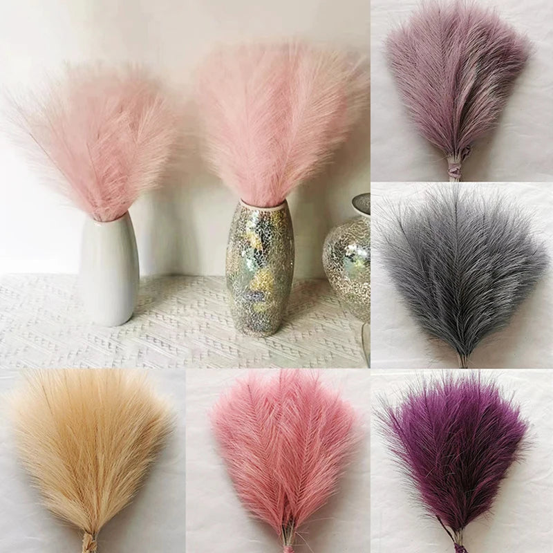 10pcs Artificial Pampas Grass Simulation Feather Wedding Props Reed Home Decor Supplies Table Colorful Pampas Grass 시뮬레이션 풀