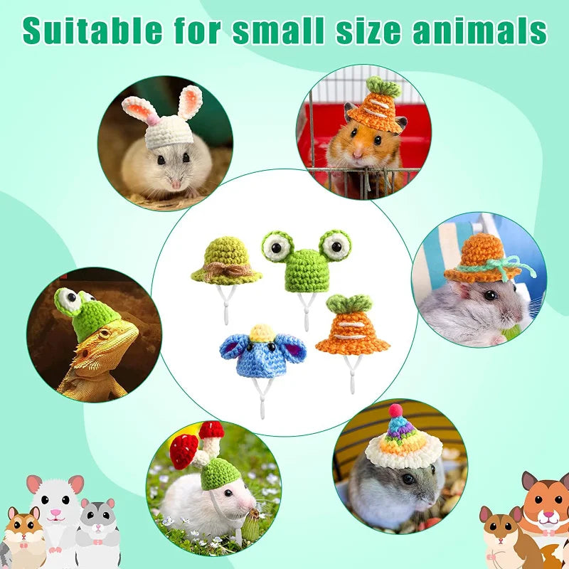 Cute Handmade Knitted Hat Hamster Decoration Chipmunk Guinea Pig Hamster Accessories Hamster Toy Supplies Small Pet Hat