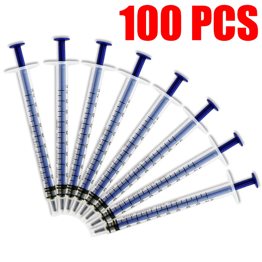Plastic 1ml Syringe With OPP Without Needles For Industrial Soldering Pet Feed Kithchen Car Tool Adhesives Glue 100Pcs Syringes