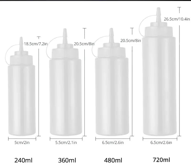 Large Squeeze  Condiment Squeeze Bottles Hot Sauces Olive Oil Bottles Ketchup Mustard Dispensers Kitchen Accessories Gadgets