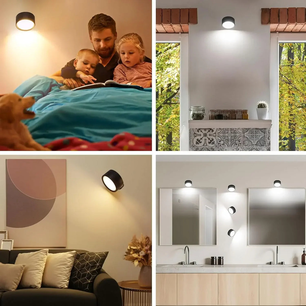 LED Wall Mounted Lights with Remote Wireless Magnetic Wall Sconces