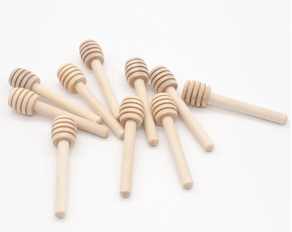 Honey Stir Bar Mixing Handle Jar Spoon Natural Wooden 10/30/50Pcs Honey Dipper Wooden Stick Honey Spoons Kitchen tools