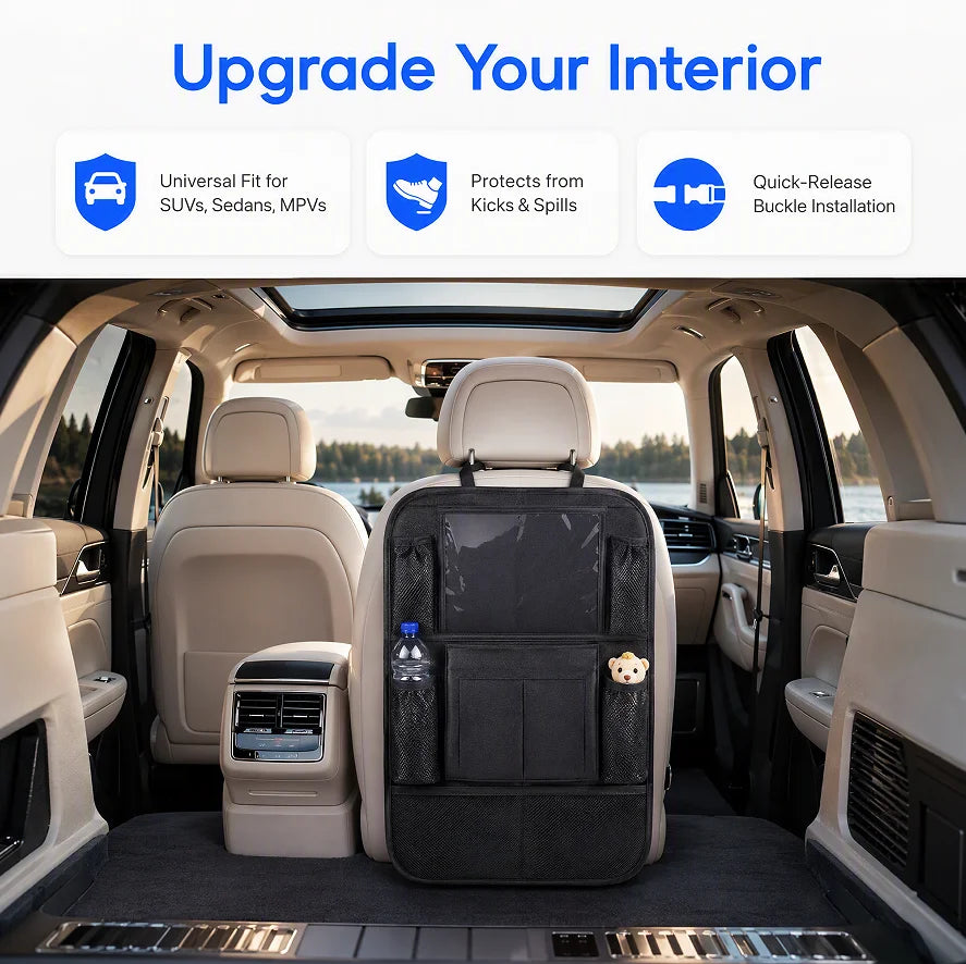 Car Back Seat Storage Bag (with Touch Screen Tablet Holder)