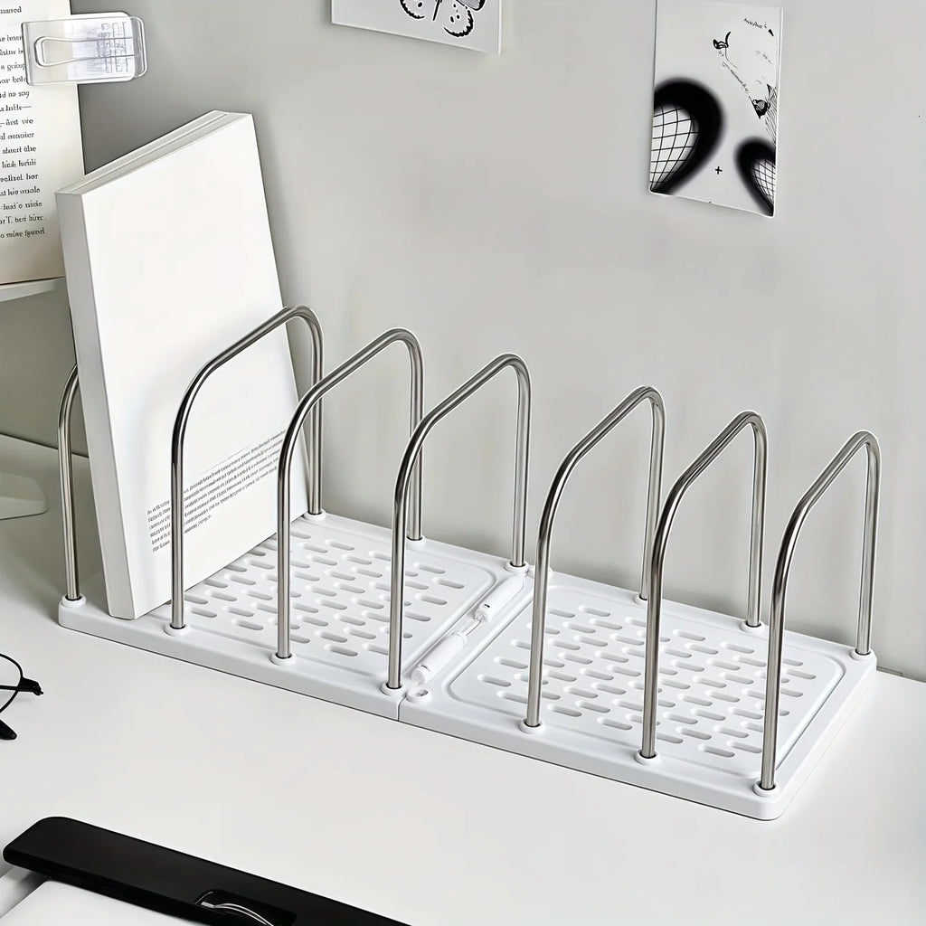 PP Material Desktop Bookshelf | Non-Slip Base  Modern Minimalist Office Desk Organizer Shelf  |  Study Table Storage Rack