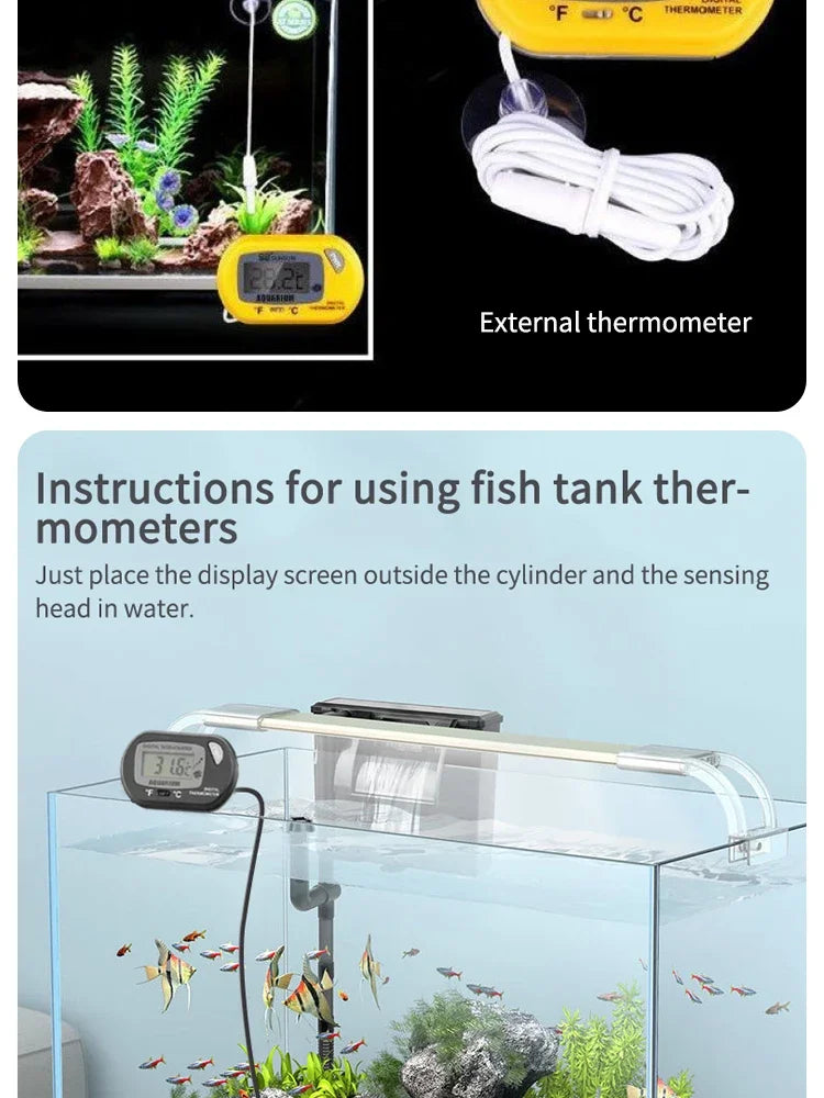 Digital Aquarium Thermometer with Probe Suction Cup Fish Tank Water Electronic Thermometer Measurement Degrees Celsius ℃