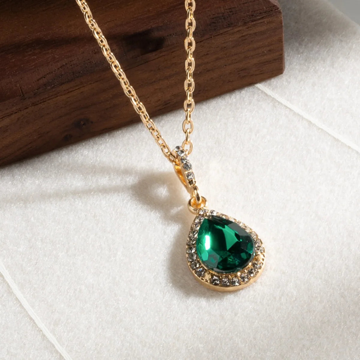 Zircon Drop Pendant Necklaces Stainless Steel