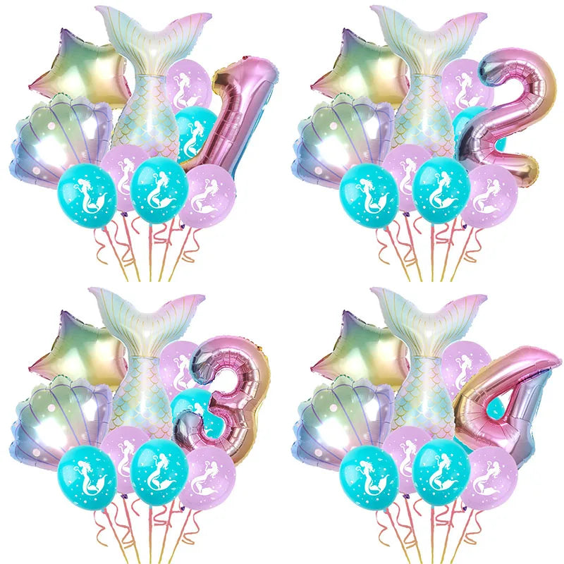 Mermaid Birthday Party Decoration Disposable Tableware Set Little Mermaid Tail Plates Girl Mermaid Party Supplies Wedding Decor