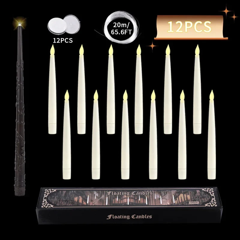 Halloween Decorations - Floating Candles with Wand - 12