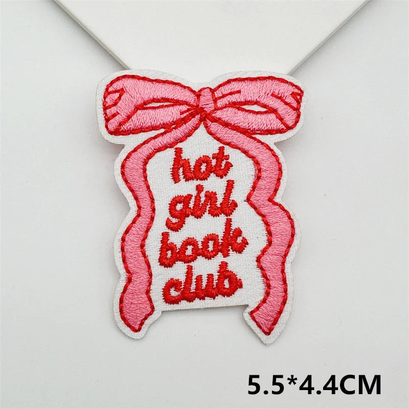 Cartoon Embroidery Sticker Decorative Ironing Sticker Sewing DIY Pink Bowknot Clothing Shoes Hat Bag Patch