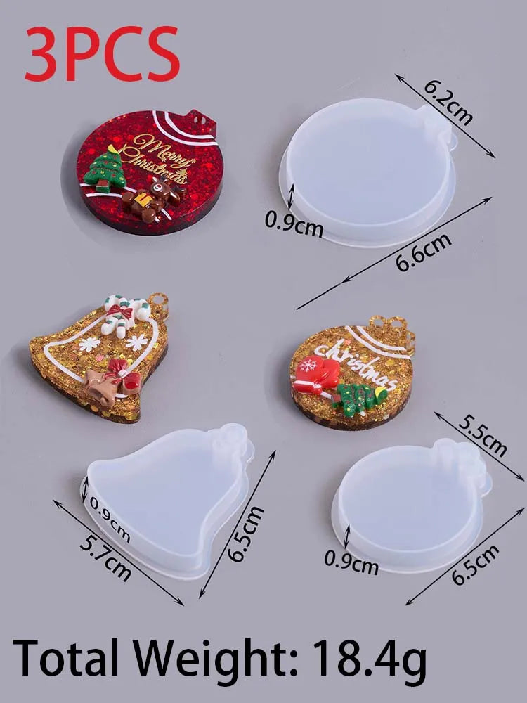DIY Round Christmas Pendant Silicone Mold Handmade Crown Bell Plaster Resin Mold Ornaments Tree Hanging Craft Decor Party Decor