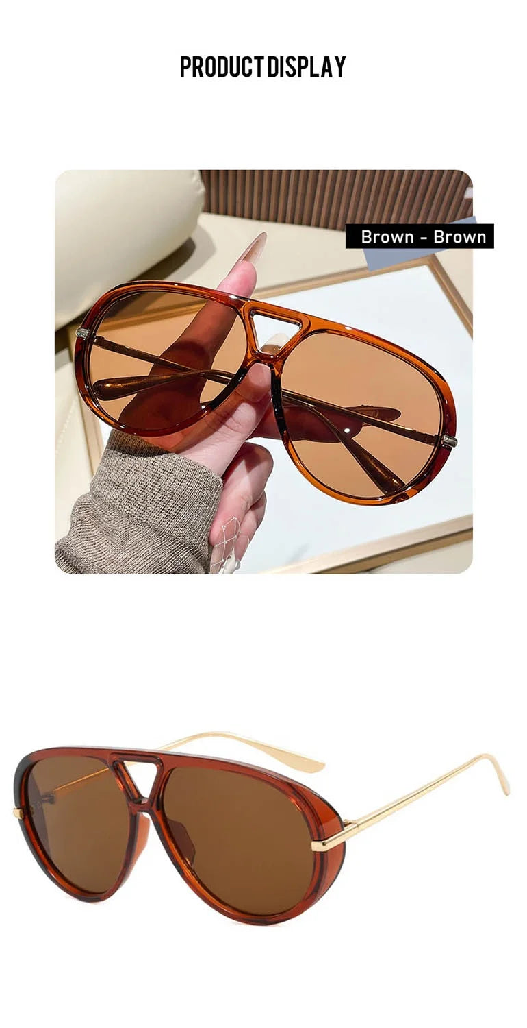 QVQV Oversized Trendy Leopard Green Sunglasses Women Summer Fashion Thick Frame Pilot Sun Glasses Luxury Brand Outdoor Shades