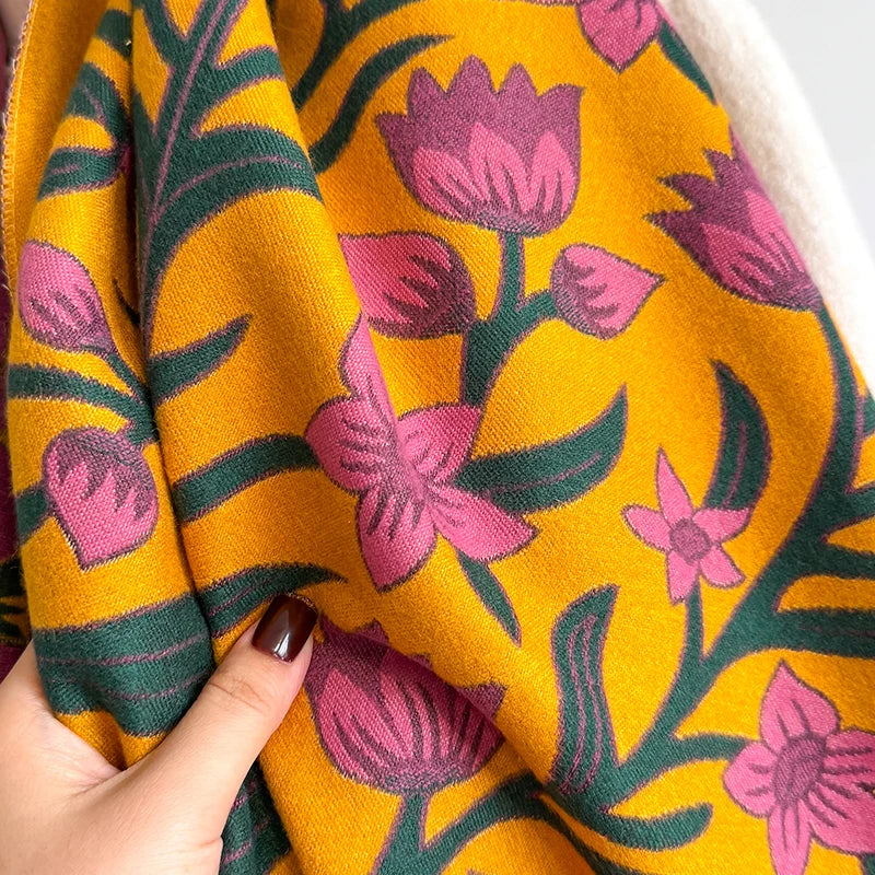 Women's Winter Luxury Thick Warm Pashmina Wrap Imitation Cashmere Scarf with Striped Jacquard Design for Casual Wear