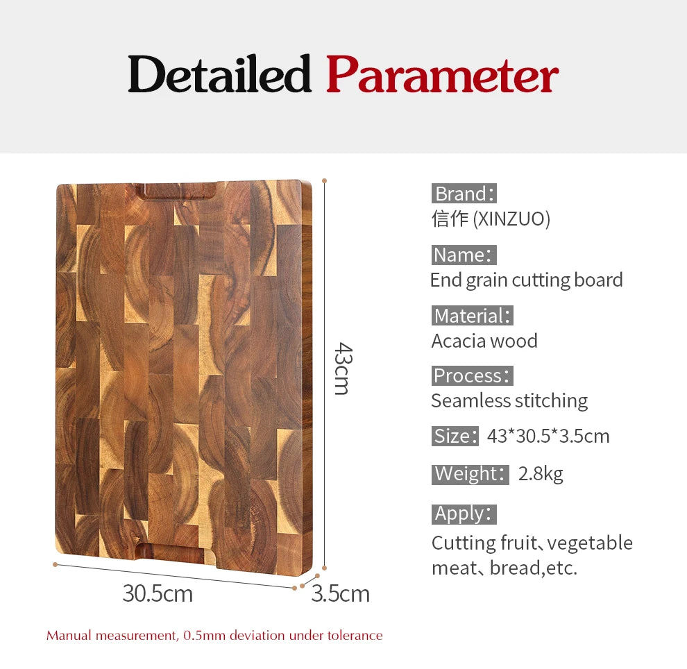 HEZHEN Acacia Wood Splicing Cutting Board End Grain Kitchen Double Sided Chopping Board used as a Pallet