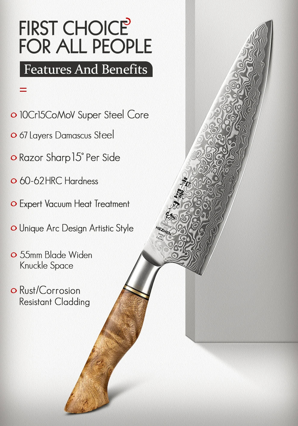 HEZHEN 1-2PC Knife Set Professional Damascus Steel Utility Chef Knife For Meat Japanese Cook Kitchen Knife