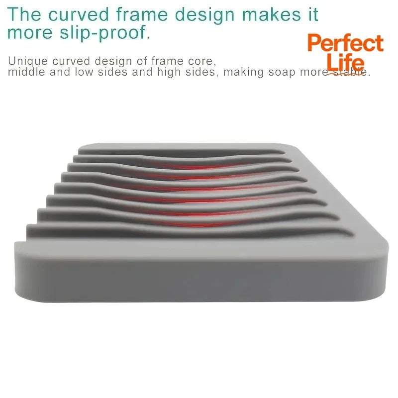 Silicone Self Draining Soap Dish Holder 1Pcs for Shower