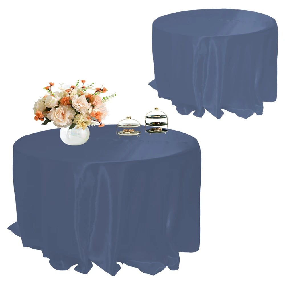 Round 108" Satin Tablecloth For Wedding Christmas Baby Shower Birthday Party Decoration Restaurant Coffee/Dining Table Cover