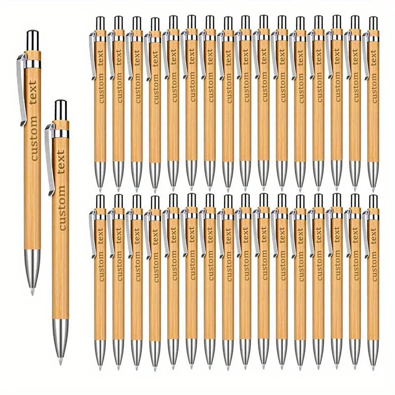 20/50/110PCS Customizable Bamboo Ballpoint Pens Smooth Writing Ideal