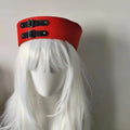 Y2K Black Leather Buckle Sailor Hat PU Versatile Vintage Beret