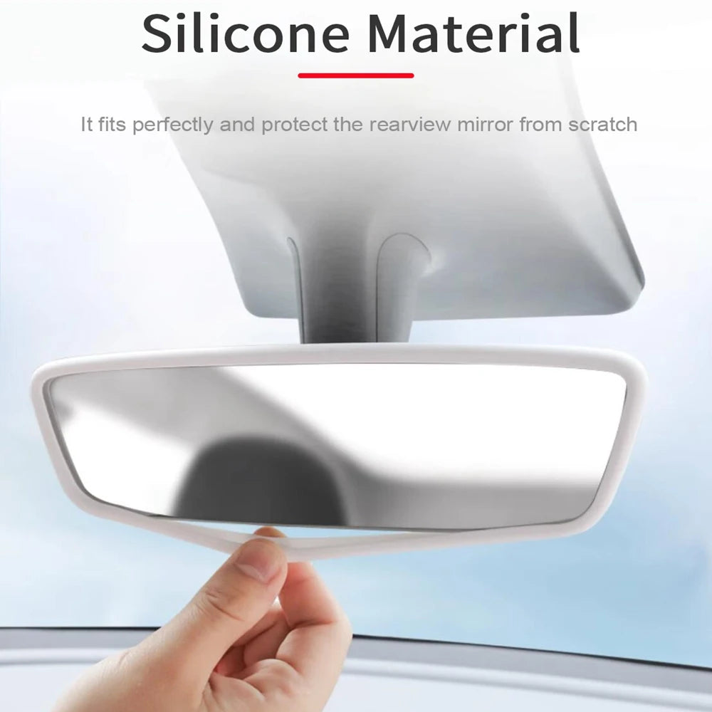 Rear View Mirror Protector Frame Cover For Tesla Model 3 Y YL Juniper 2026 2025-2020 Center Console Rearview Trim Silicone Trim