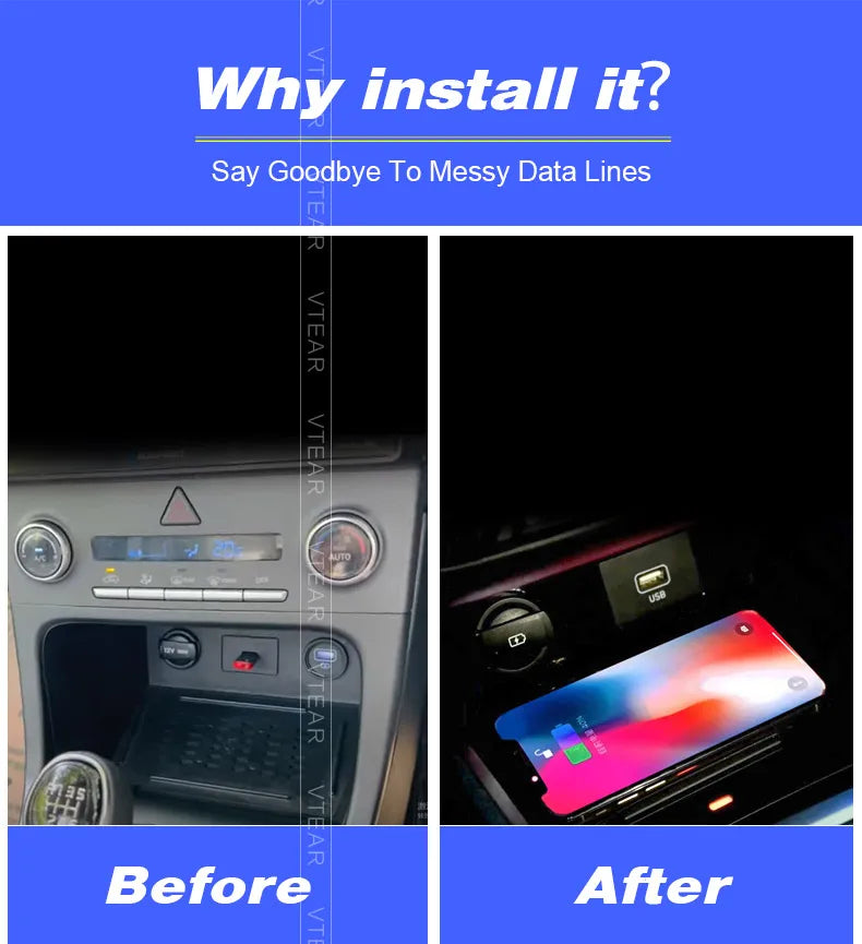 Car Wireless Charger For Hyundai Creta 2022-2024 Accessories 15w Fast Phone Charging Plate Adapter Interior Modification Parts