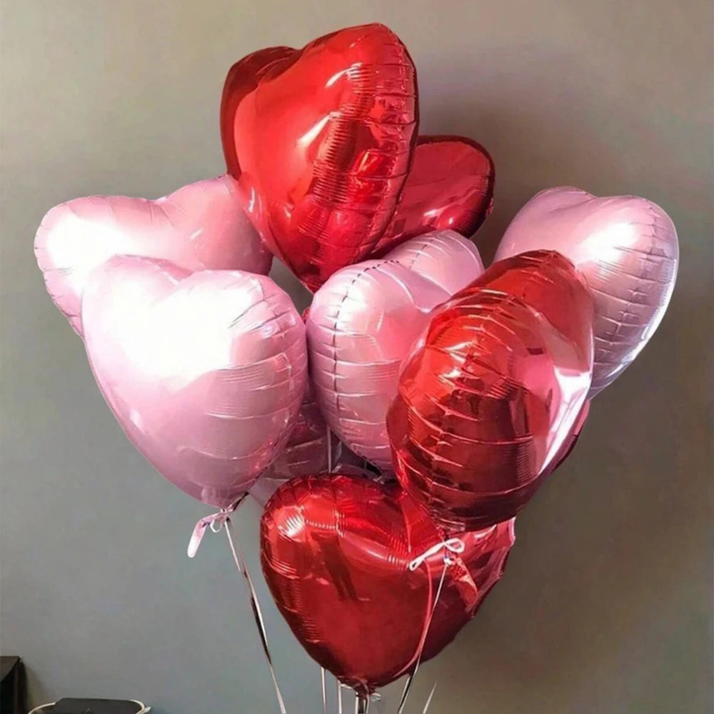 10Pcs 18" Peach Heart Balloon Red Love Balloons For Wedding，Birthday Party， Anniversary, Valentine's Day Decoration Balloons Set