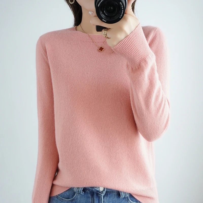 Autumn And Winter Thin Sweater Women's Round Neck Pullover