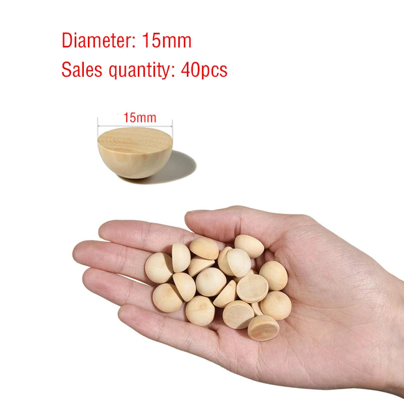 Half Wood Balls Bead Natural Half Wooden Balls Unfinished Split Wood Beads DIY Craft Arts Christmas Decor Half Round Wood Balls