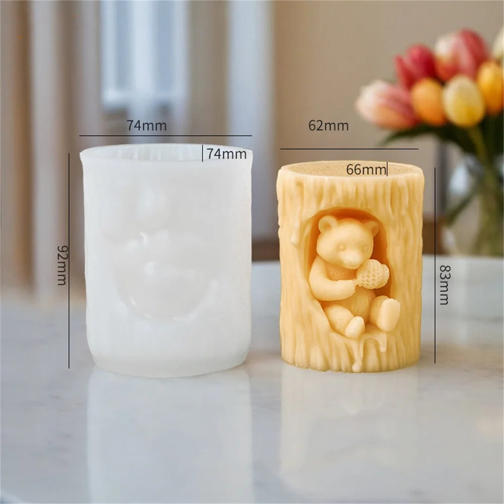 Relief Bear Scented Silicone Candle Molds Honey 3d Bear Honeycomb Diffuser Stone Plaster Epoxy Resin Molds Candle Making Kit