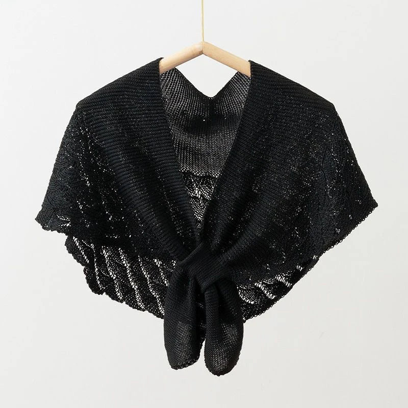 Winter Warmer Solid Color Blouse Cover Shoulder Korean Cape Fake Collars Knotted Scarf Thick Muffler Women Knitted Shawl Scarf