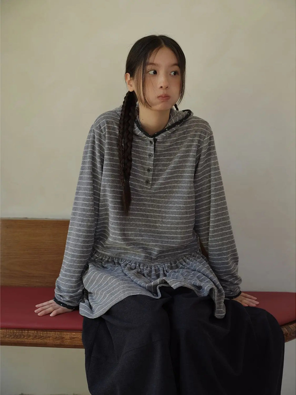 Onalippa Girl Style Hooded Sweatshirt Spring Autumn New College Women Clothing Gray White Striped Long Sleeved T-shirt Base