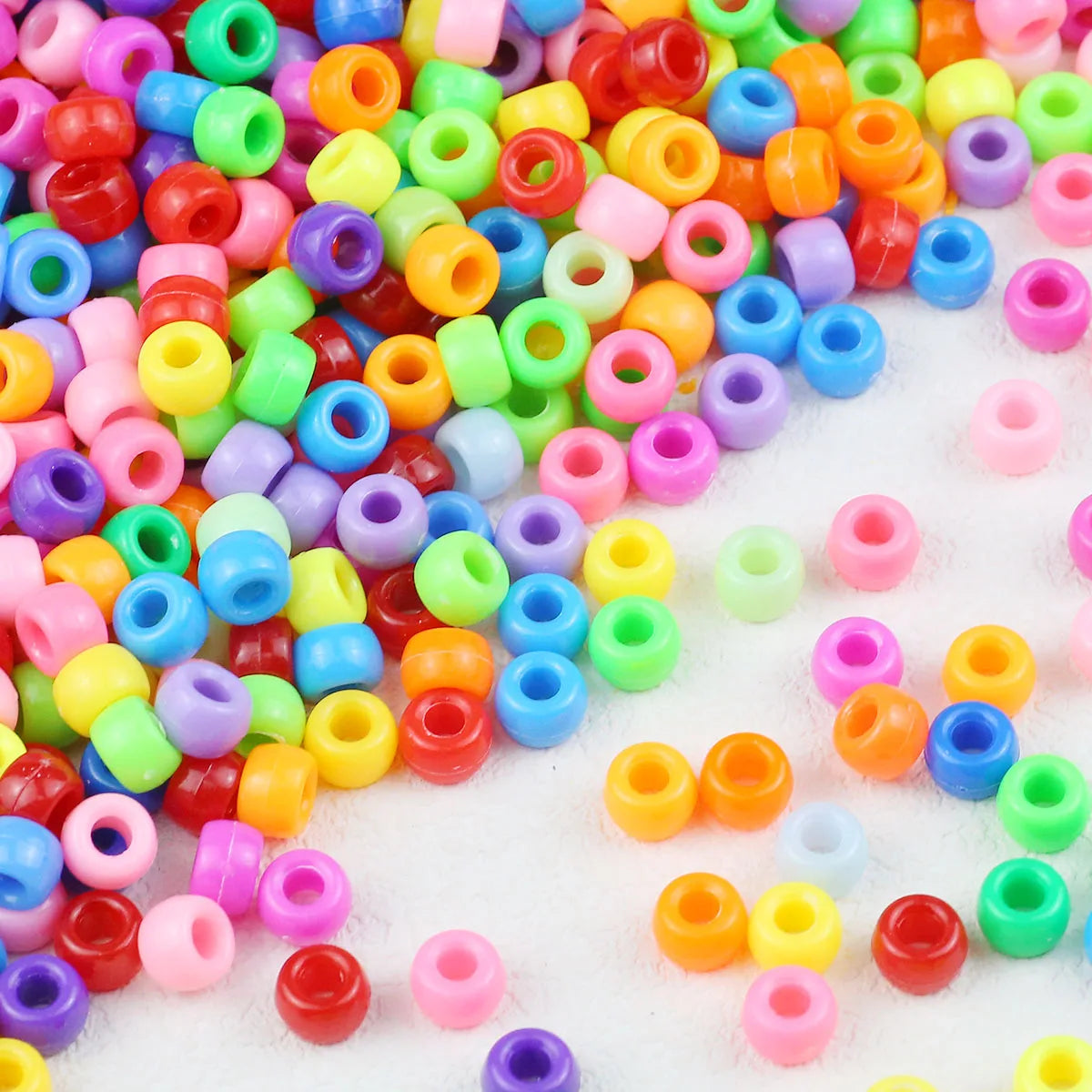 100/200/400pcs 6x9mm Solid Color Large Hole Pony Beads DIY