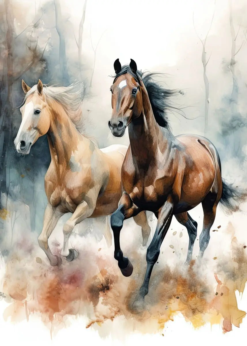 Handsome Horse Watercolor Painting Canvas Poster Animals Wall Art Pictures for Living Room Bedroom Playroom Modern Home Decor