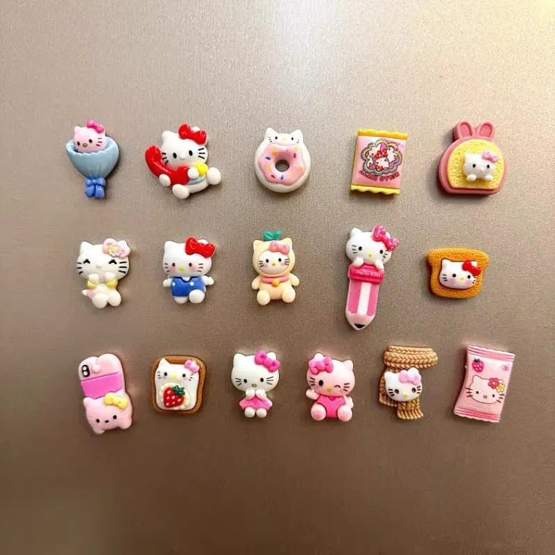 Hello Kitty Refrigerator Magnet Cute Cartoon Cute Cartoon Resin Material Magnetic Tile Fashion Personality Small Accessories