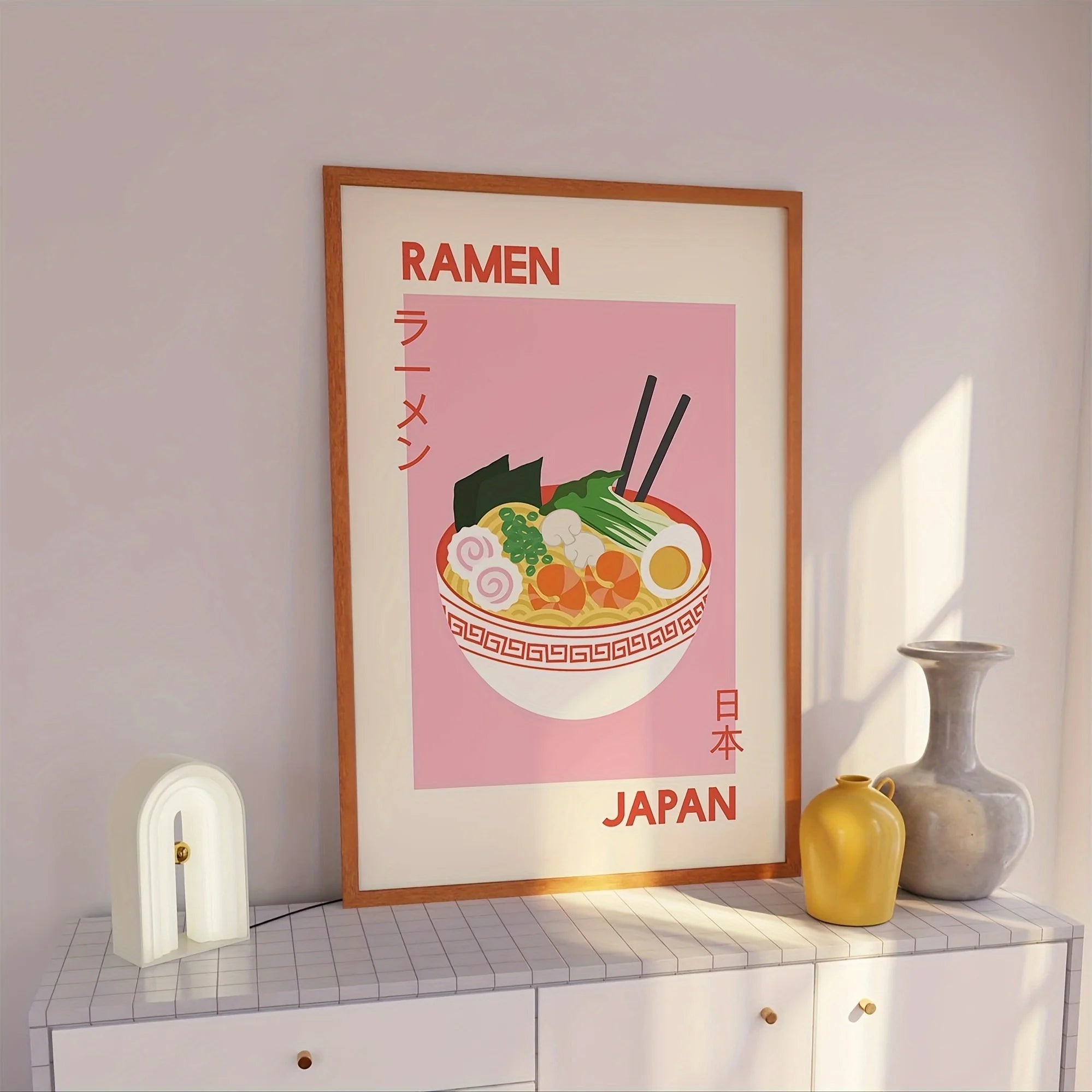 Japanese Ramen Art Canvas Prints Cartoon Ramen Food Theme Art Kitchen Posters for Modern Home Office Living Room Home Decor