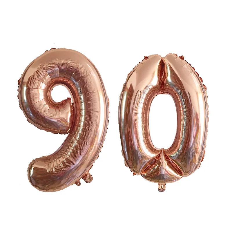 2pcs 32inch Rose Gold Balloon Number Banner 18 25 30 40 50 60 Birthday Party Decoration Kids Adult Anniversary Digit Foil Ballon